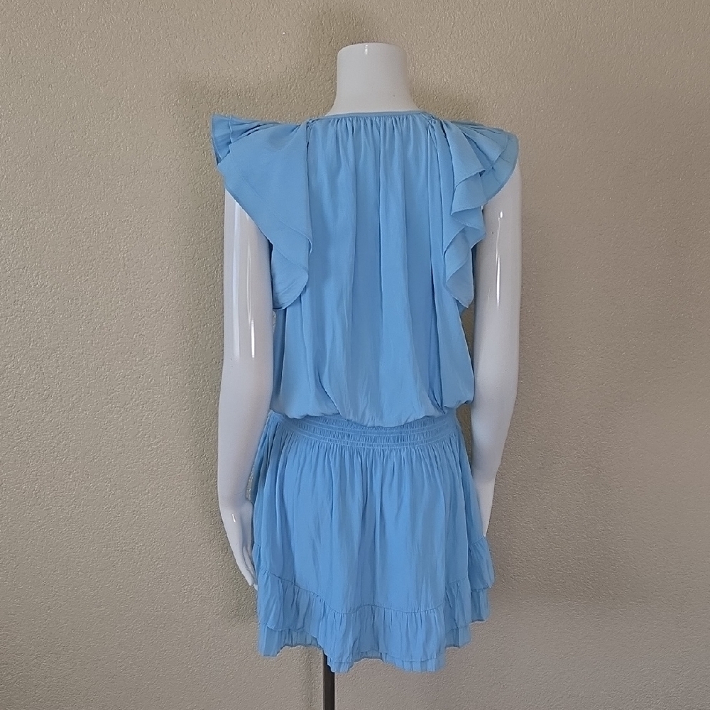 Ramy Brook Light Blue Ruffle Mini Dress - Picture 4 of 5